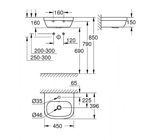 Раковина Grohe Euro Ceramic 45 39324000 Белая