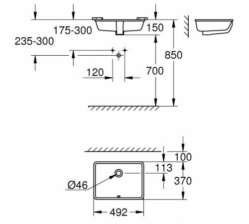 Раковина Grohe Cube Ceramic 50 3948000H Альпин-белая