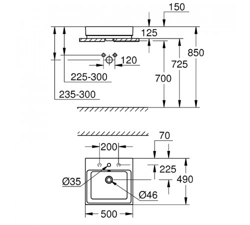 Раковина Grohe Cube Ceramic 50 3947800H Альпин-белая