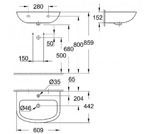 Раковина Grohe Bau Ceramic 60 39421000 Альпин-белый