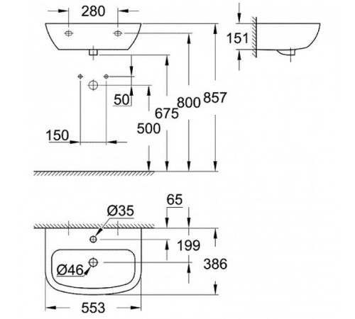 Раковина Grohe Bau Ceramic 55 39440000 Альпин-белый