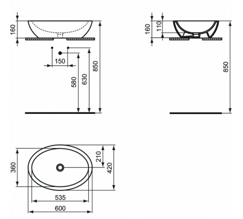 Раковина-чаша Ideal Standard Strada 60 K078401 Euro White