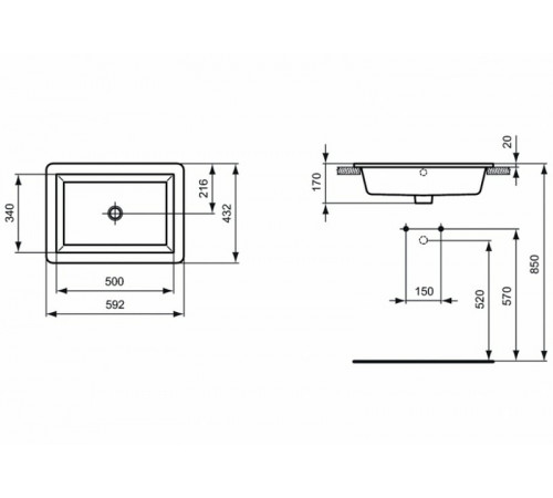 Раковина Ideal Standard Strada 59 K078001 Euro White