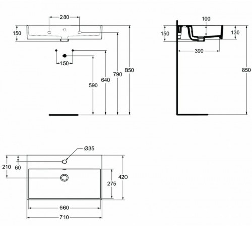 Раковина Ideal Standard Strada 71 K078201 Euro White