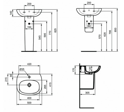 Раковина Ideal Standard Tesi 50 T009401 Euro White