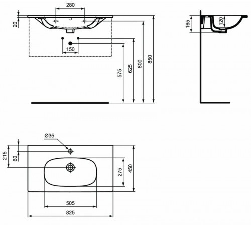 Раковина Ideal Standard Tesi 80 T350901 Euro White