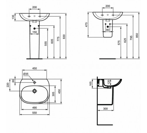 Раковина Ideal Standard Tesi 55 T352301 Euro White