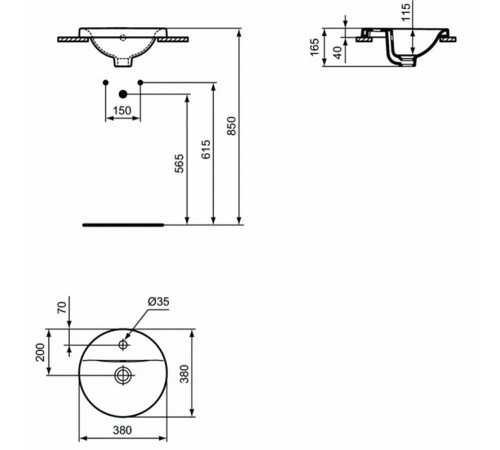 Раковина Ideal Standard Connect 38 E504101 Euro White