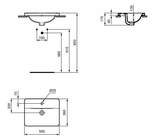 Раковина Ideal Standard Connect 50 E504301 Euro White