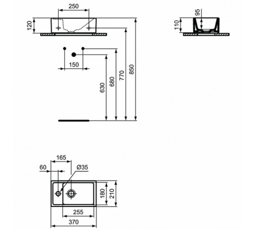 Раковина Ideal Standard Tempo 37 L E211301 Евробелая