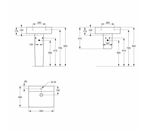 Раковина Ideal Standard Connect Cube 55 E784401 Euro White