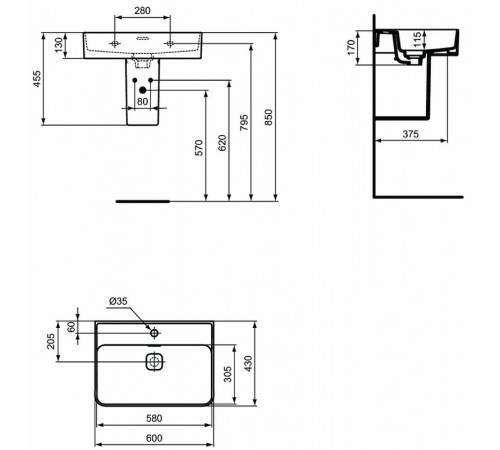 Раковина Ideal Standard Strada II 60 T300001 Euro White