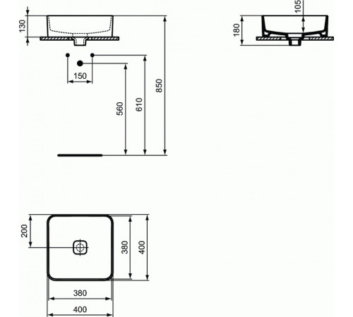 Раковина-чаша Ideal Standard Strada II Square Vessel 40 T296201 Euro White