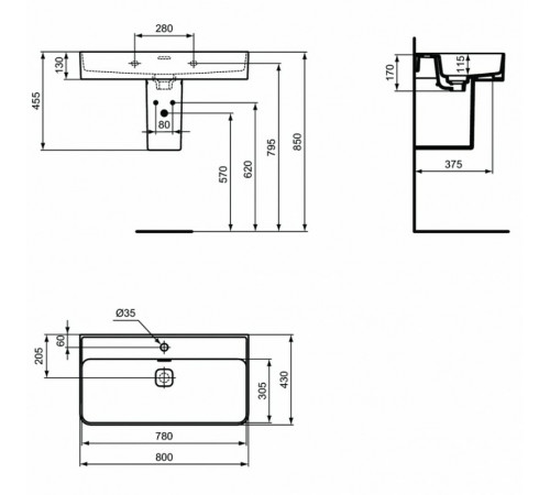 Раковина Ideal Standard Strada II 80 T300101 Euro White