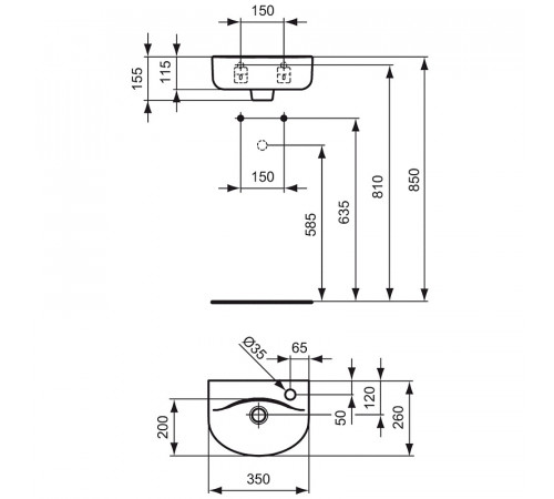 Раковина Ideal Standard Connect Arc 35 R E791501 Euro White