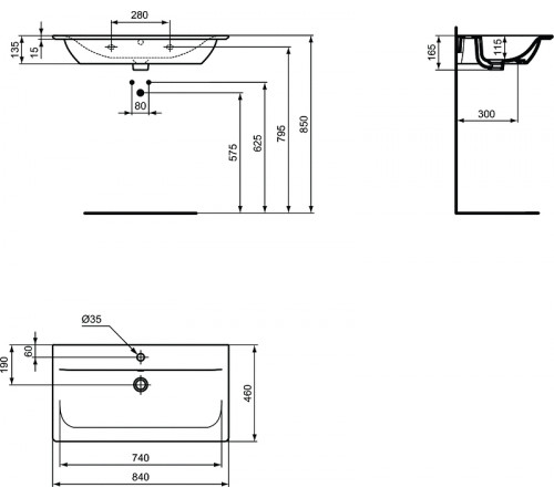 Раковина Ideal Standard Connect Air Vanity 84 E027901 Euro White