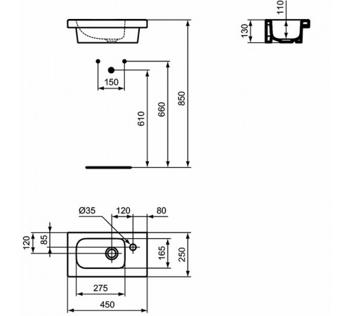 Раковина Ideal Standard Connect Space 45 R E136101 Euro White