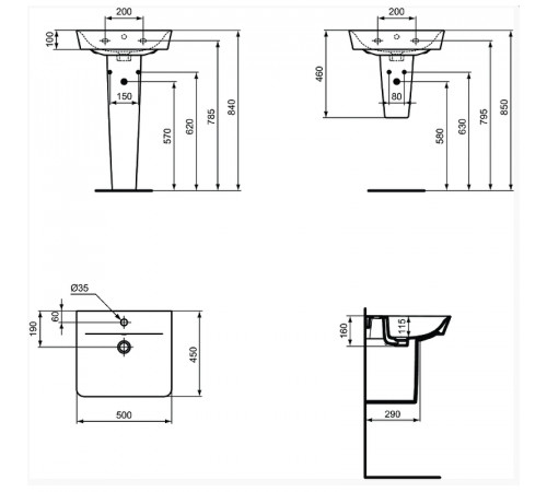 Раковина Ideal Standard Connect Air Cube 50 E074601 Евробелая