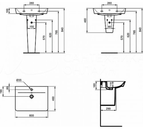 Раковина Ideal Standard Connect Air Cube 60 E074201 Euro White