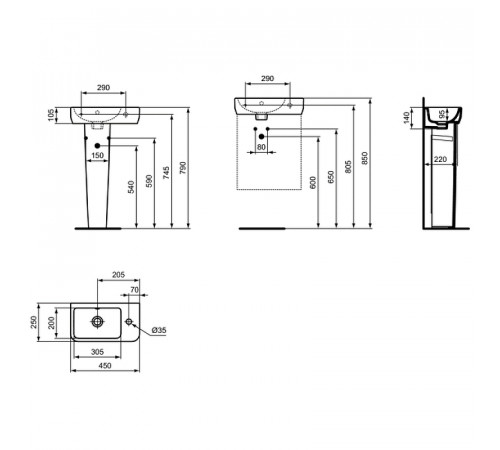 Раковина Ideal Standard I.Life S 45 R T458601 Евробелая