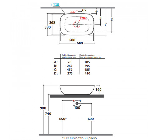 Раковина-чаша Globo T-Edge 60 B6R60.BI*0 Белая