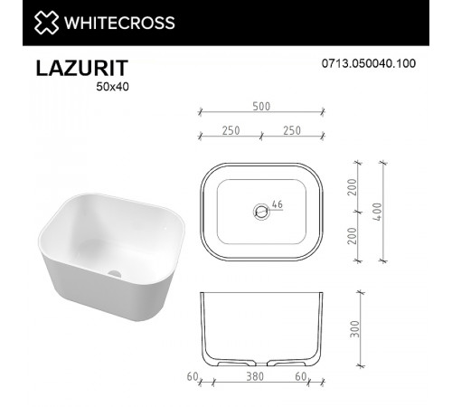 Раковина-чаша Whitecross Lazurit 50 0713.050040.100 Белая глянцевая