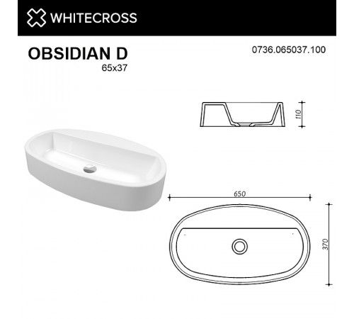 Раковина Whitecross Obsidian D 65 0736.065037.100 Белая глянцевая