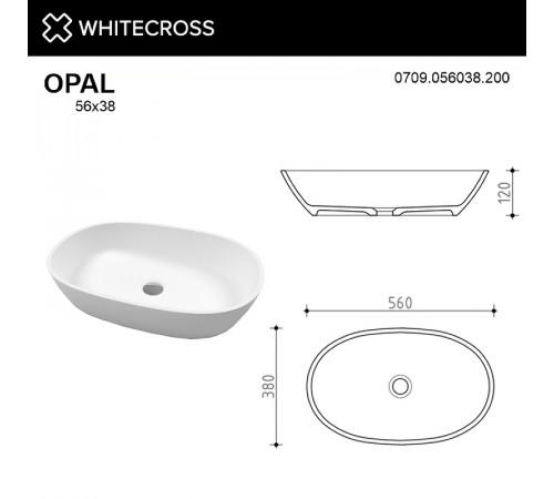 Раковина-чаша Whitecross Opal 56 0709.056038.200 Белая матовая