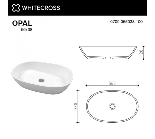 Раковина-чаша Whitecross Opal 56 0709.056038.100 Белая глянцевая