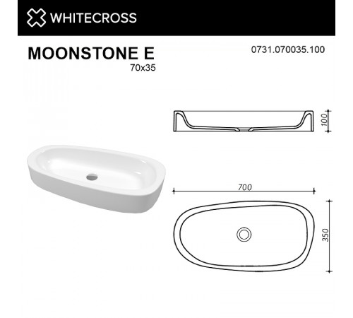 Раковина-чаша Whitecross Moonstone E 70 0731.070035.100 Белая глянцевая