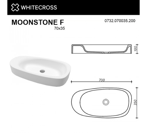 Раковина Whitecross Moonstone F 70 0732.070035.200 Белая матовая