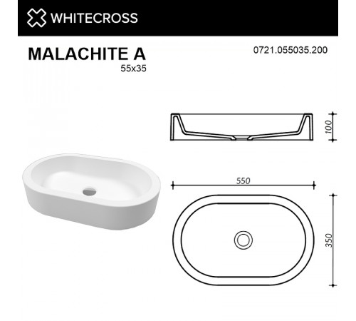 Раковина-чаша Whitecross Malachite A 55 0721.055035.200 Белая матовая