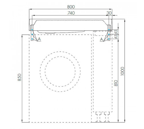 Раковина Aquaton Рейн 80 L 1A72113KRW210 на стиральную машину Графит