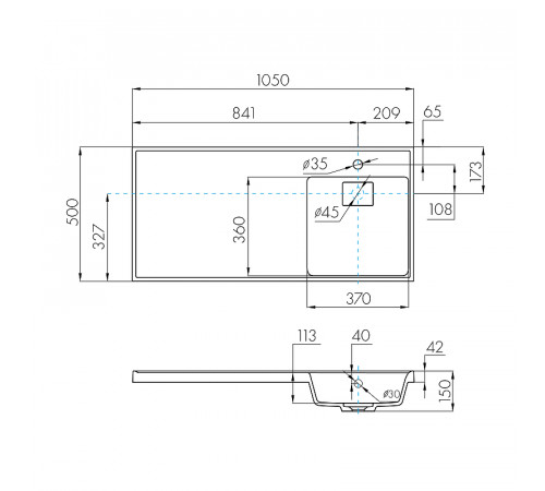 Раковина Aquaton Лондри 105 R 1A72223KLH010 на стиральную машину Белая