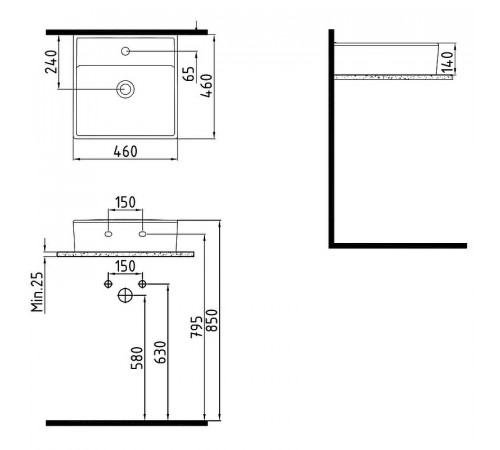 Раковина Bien Infinitum 46 INLG04601FD1W5000 Белая