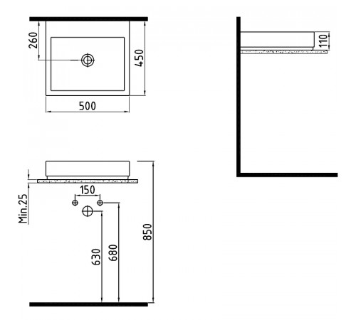 Раковина Bien Infinitum 50 INLG05001VD1W5000 Белая