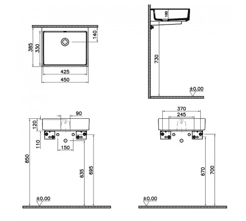 Раковина-чаша Vitra ArchiPlan 45 7403B003-0012 Белая