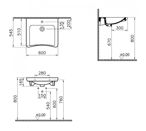 Раковина Vitra Conforma 60 5289B003-0001 Белая