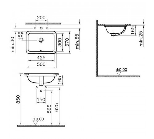 Раковина Vitra S20 50 5474B003-0618 Белая