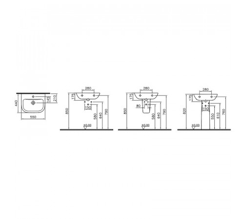 Раковина Vitra S20 55 5502B003-0001 Белая