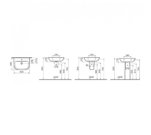 Раковина Vitra S20 60 5503B003-0001 Белая