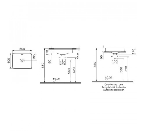 Раковина Vitra Metropole 50 7534B003-0673 Белая