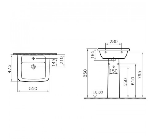 Раковина Vitra Form 300 55 9602B003-7650 Белая