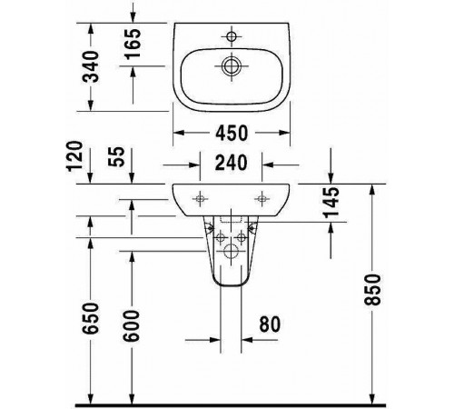 Раковина Duravit D-code 45 07054500002 Белая