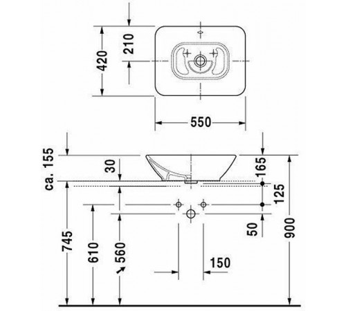 Раковина-чаша Duravit Bacino 55 0334520000 Белая