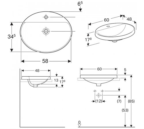 Раковина Geberit VariForm 60 500.726.01.2 Белая