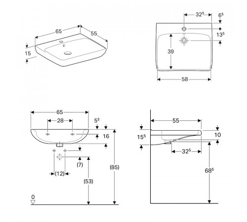 Раковина Geberit Selnova Comfort 65 500.292.01.1 Белая