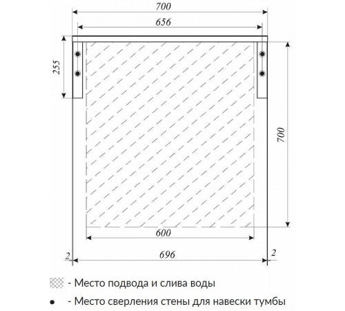 Столешница под раковину 1MarKa Grunge Loft 70 Ц0000015936 Дуб Вотан