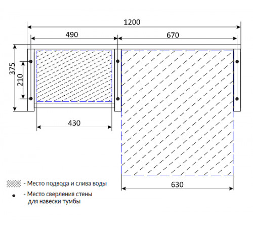 Столешница под раковину 1MarKa Grunge Loft 120 Ц0000004100 над стиральной машиной Дуб вотан