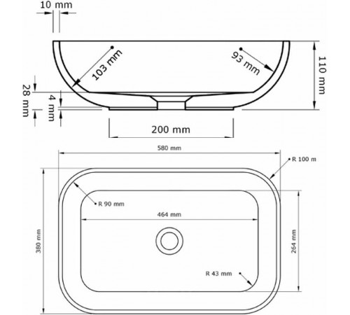 Раковина-чаша Acquabella On-Top 58 LAVABO_ON-TOP_RECTANGLE_SLATE_BLANCO Белая